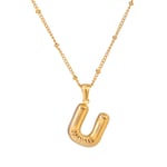 Gold color / 1 Piece Simple Casual Style Letter U Shape Stainless Steel  Gold Color Women's Pendant Necklace Picture21